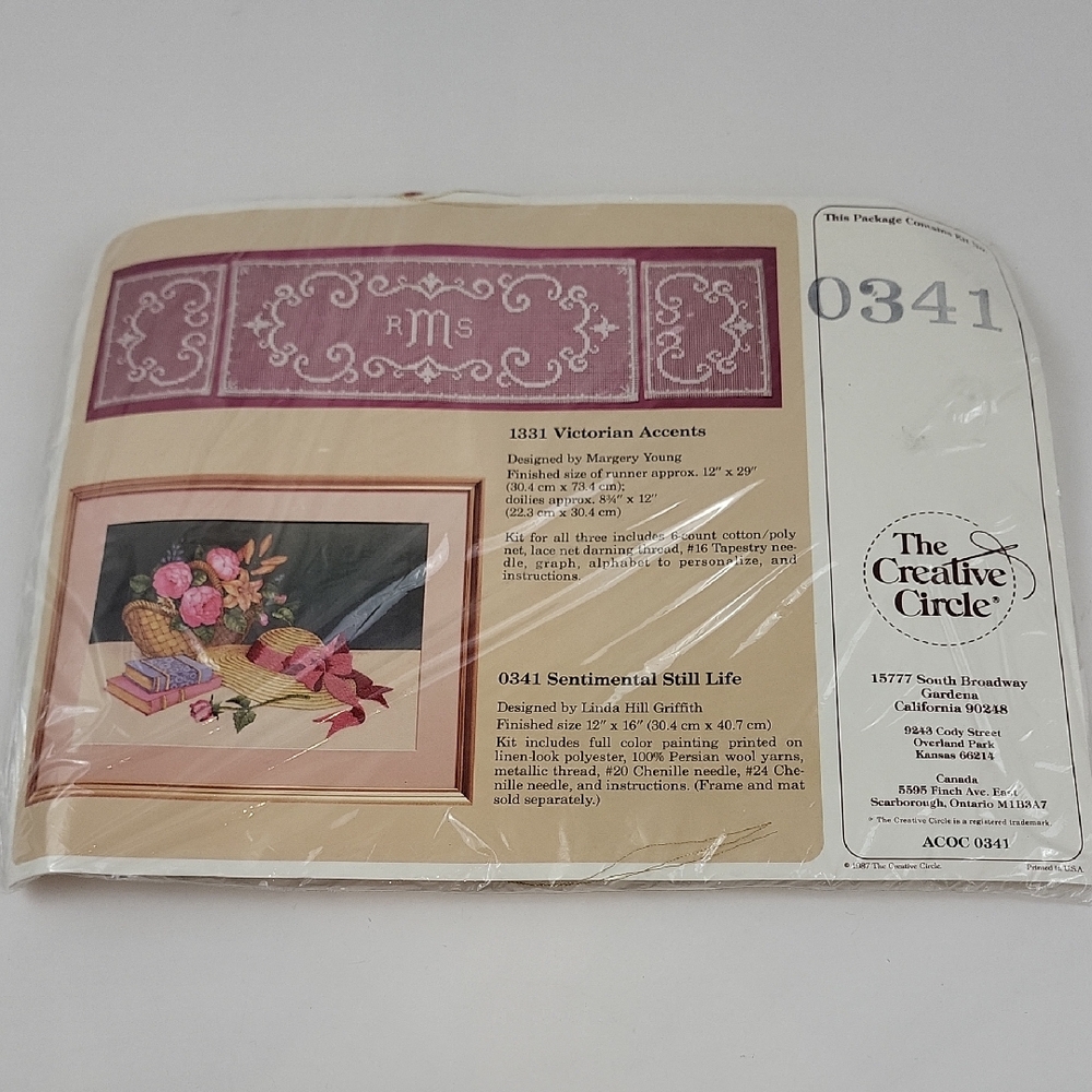 Vtg New The Creative Circle "Sentimental Still Life" #0341 Embroidery Kit